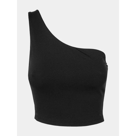 Női félvállas jógás crop top 4F – fekete - Ayuna Ritual
