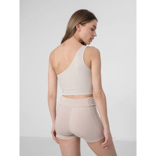 Női félvállas jógás crop top 4F – bézs - Ayuna Ritual