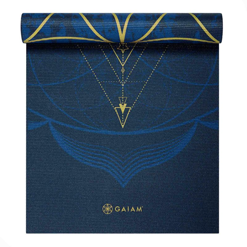 gaiam jógaszőnyeg kék sötétkék arany mélykék tengerészkék jóga szőnyeg matrac kiegészítő eszköz csúszásmentes tapadós mintás szép mandala csillag hold nap sun and moon asztrál kétoldalas