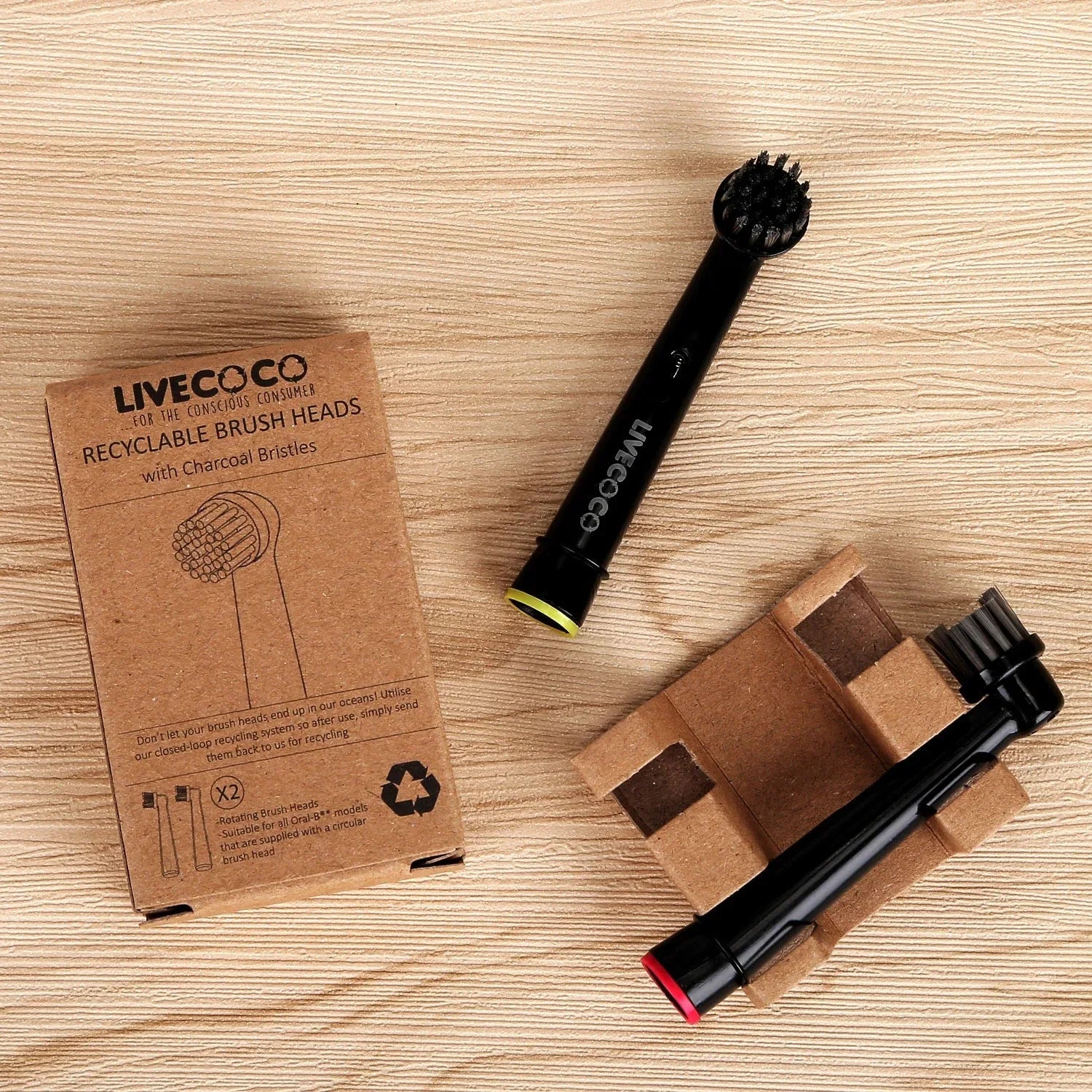 LiveCoco újrahasznosítható elektromos fogkefefej – aktív szénnel, Oral-B kompatibilis - Ayuna Ritual