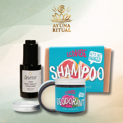 hulladékmentes testápolási csomag nidra nyugtató testolajjal szilárd samponnal és természetes dezodorral